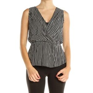 Chelsea28 Black White Printed All Day Wear Blouse Small